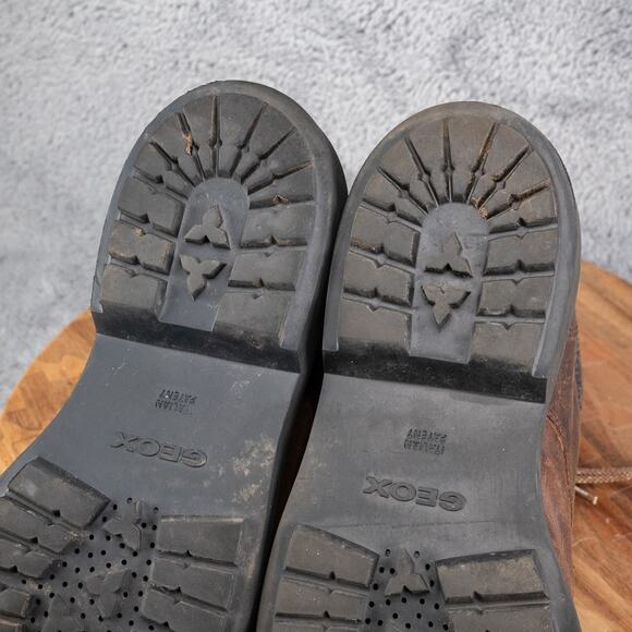 GEOX RESPIRA ‘AMPHIBIOX’ MENS BROWN NATURAL LEATHER BOOTS SIZE 45/12 $214 - Picture 9 of 9